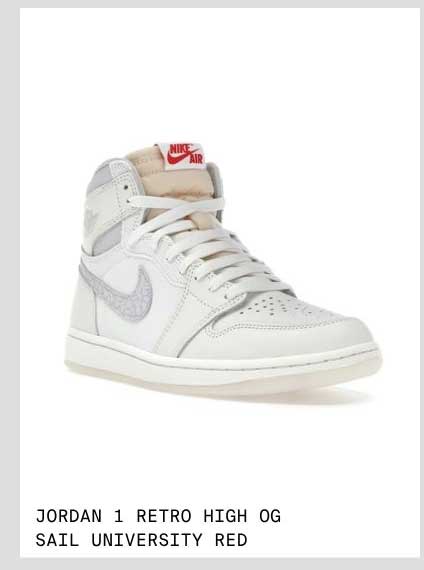 JORDAN 1 RETRO HIH SAIL UNIVERSITY RED