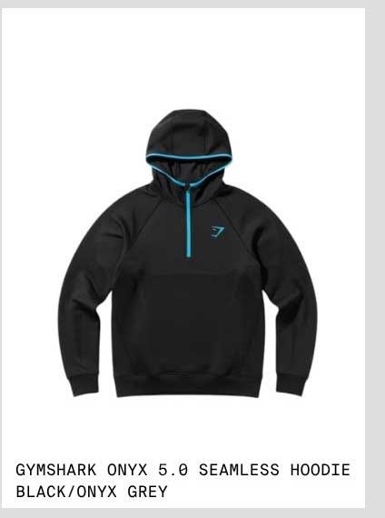 GYMSHARK ONYX 5.0 SEAMLESS HOODIE
