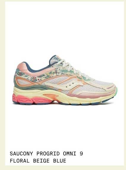SAUCONY PROGRID OMNI 9 FLORAL BEIGE BLUE