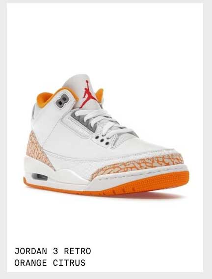 JORDAN 3 ORANGE CITRUS
