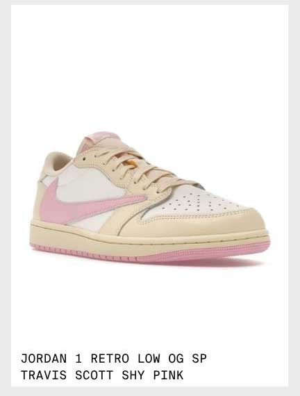 JORDAN 1 LOW TRAVIS SCOTT SHY PINK