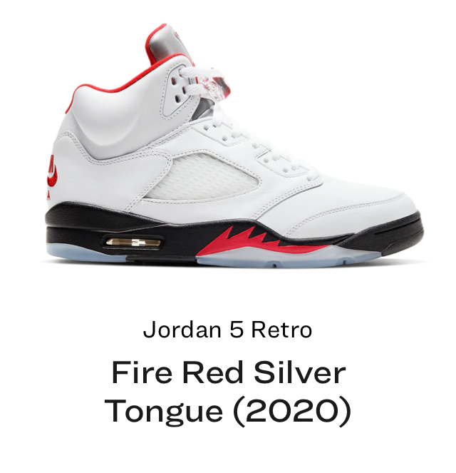 Jordan 5 Retro Fire Red Silver Tongue (2020)